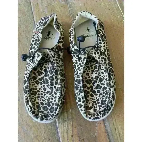 Corky's Kayak Leopard Slip On Women's Boat Shoe, size 8 Brown