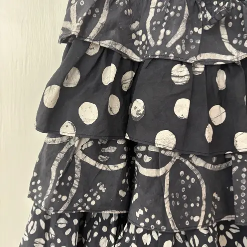 Ulla Johnson Roslyn Dress Batik Noir Size 12 New Cotton Tiered Ruffle Midi Maxi