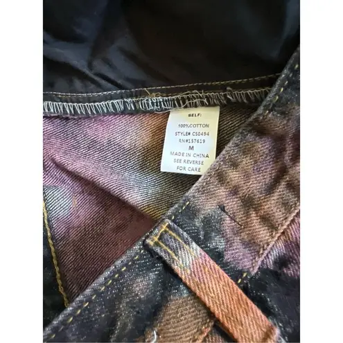 Cloud Chaser Cloud Ten Raw Hem Tie Dye Splash Denim skirt Size M