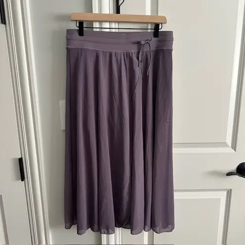 Halara NWT Mesh High Waisted Drawstring Midi Flare Skirt Large Stardust Mauve - Image 3