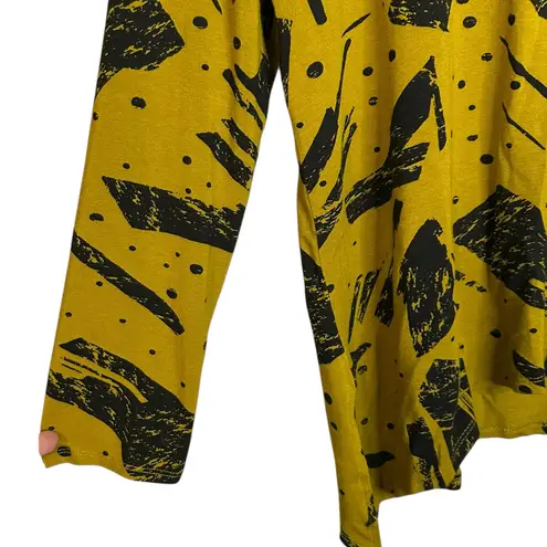 Chalet Et Ceci Zipper Front Olive Green Black Abstract Print Tunic Mock Neck XL