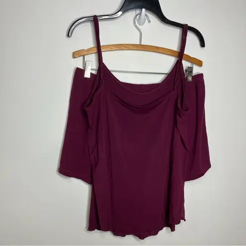 Lates by Kate cami tank and shorts pajama set wine color women’s size large Purple