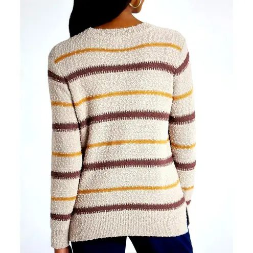 Mason & Belle Ellie Textured Long Sleeve Sweater - Cream/Browns - size L
