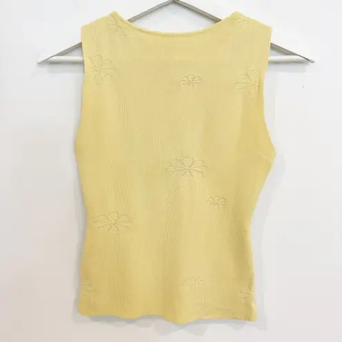 Peppermayo Holly Floral Daisy Sleeveless Knit Top in Yellow Size Small Medium