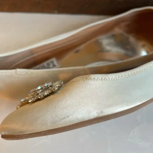 Badgley Mischka Ivory Embellished Bianca Ballet Flats