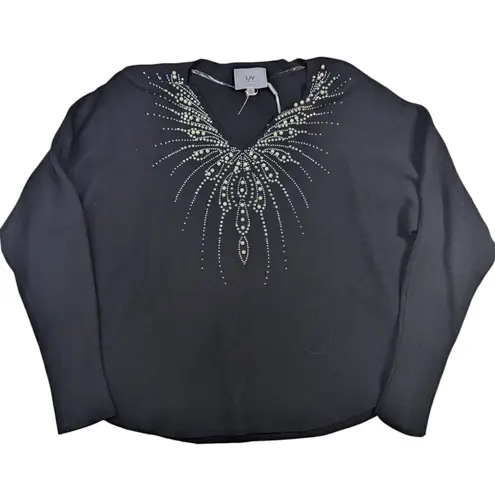 LIV Milano Black Embellished V Neck Sweater