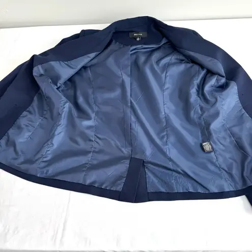 Miss Love Women’s Blue Double-Breasted Open Blazer Blue Size M