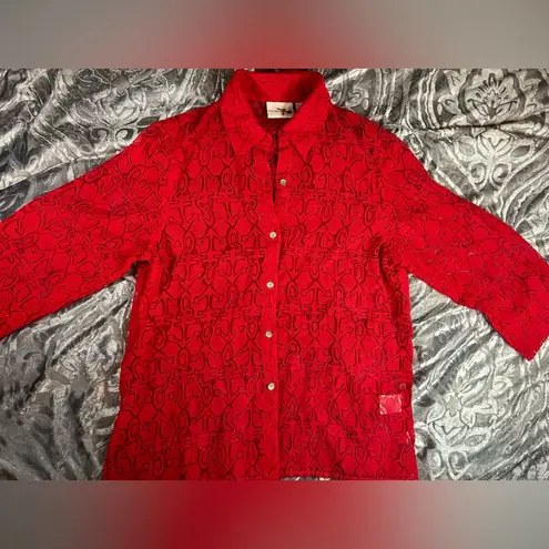 Alfred Dunner Buttonup Red Anchor Shirt Medium