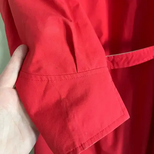 Vintage 80s/90s Mulberry Street Red Trench Coat Belted Jacket Contrast Collar Size 14