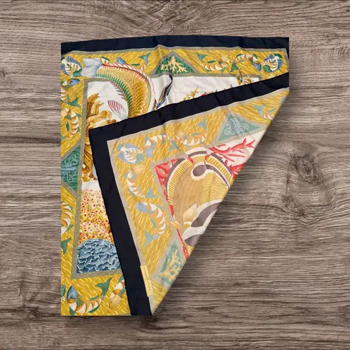 Salvatore Ferragamo Colorful Tropical Fish Silk Scarf, vintage