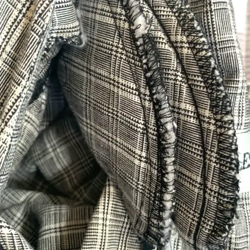 Vintage 80s Leslie Lucks Plaid Puff Sleeve Dress Navy Blue White Midi Retro