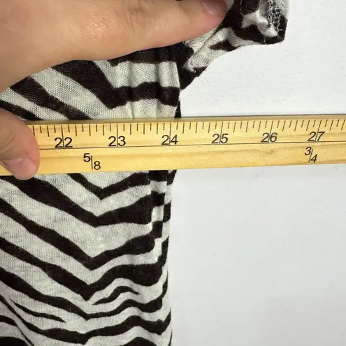 Elie Tahari Tahari Top 1X Brown White Zebra Print 100% Linen Safari Chic Resort Boho Coastal