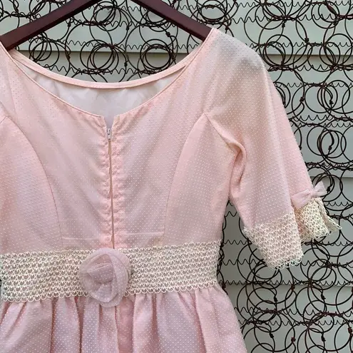 Vintage 60s Lorrie Deb pastel pink Swiss dot dress