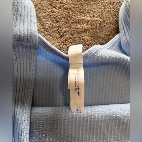 Aeropostale  Light Blue Ribbed Stretch Crop Tank Top Sports Bra Women’s Sz S EUC