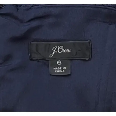 J Crew Dress Women 6 Navy Blue Guipure Lace Spaghetti Strap Scallop Edge Preppy