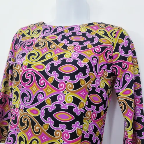 Jude Connally Geometric Abstract Multi Colored Psychedelic Sheath Dress Funky Pink Size XS