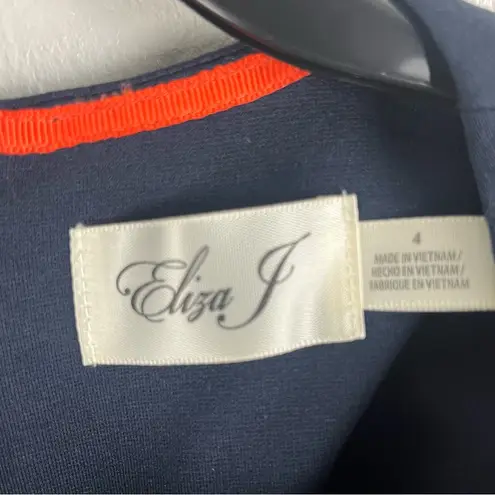 Eliza J Navy Orange Hem Colorblock Sleeveless Hidden Back Zipper Dress Size 4