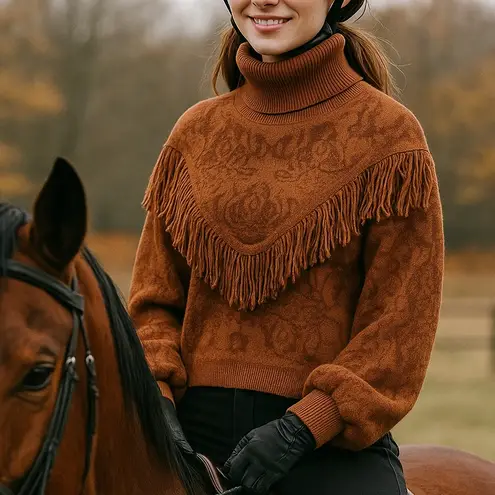 NWT Grey Collective Fringe Detail Sweater Chocolate Brown Y2K THRUSH Size XL