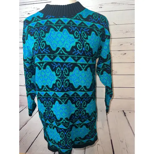Dana Smith vintage sweater Pullover Metallic 80s USA Paisley Cottage Acrylic Size L