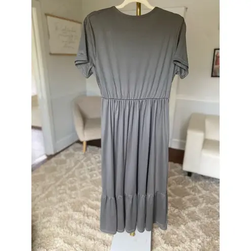 None Gray Tiered Maxi Dress Soft Neutral Basic Spring Summer Buttery Cottagecore Boho