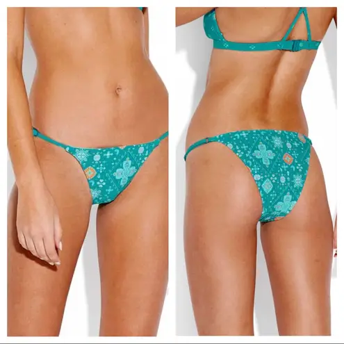 Seafolly Inka Gypsy Rio Bikini Bottom Size 8 Blue Aqua Swimwear NWT