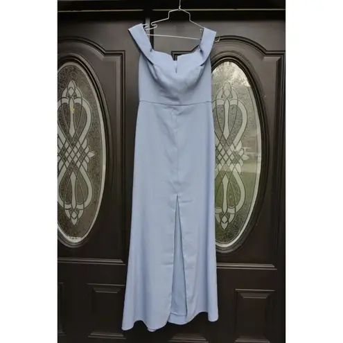 Dessy Collection Vivian Diamond Dress Larkspur Blue Floor length Gown Formal 6