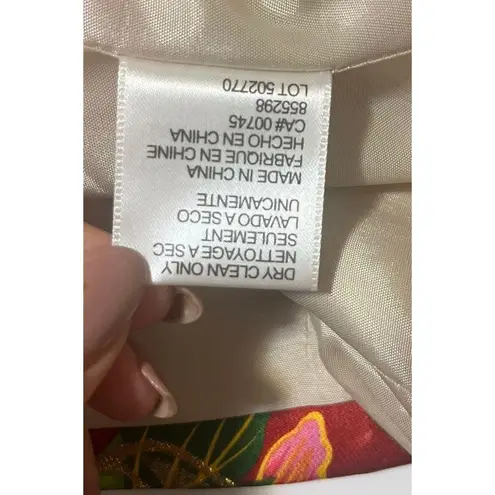 JS Collections Size 8 Floral Silk Blend Orient Motif Kimono Mock Collar Jacket