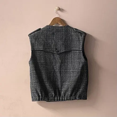 April, May Dark Gray Glen Plaid Wool Blend Vest EUC Size L Size L