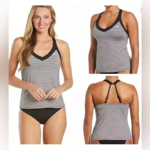 Nike  Women's 2-Piece Striped Tankini Swimsuit Set Blk/White  Size XL NEW