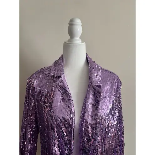 Kancy Kole Womens XL All Over Sequin Blazer Jacket Purple Holiday Party