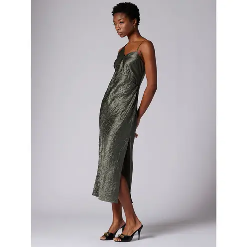 Equipment Femme Aurore Crinkle Wrap Dress Castor Grey Size 6 NEW