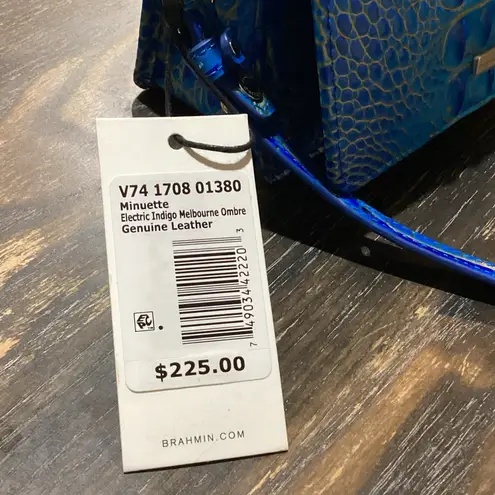 Brahmin Minuette Electric Indigo Blue Croc Embossed LeatherCrossbody