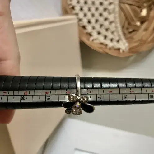 Boutique Black Silver Rhinestone Flower Ring “Trudie” Glam Classic Dark Femme Beautiful Jewelry