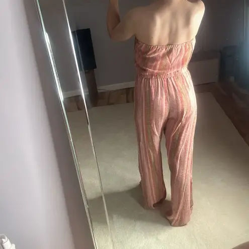 Drew Anthropologie: Orange Striped Strapless Jumpsuit