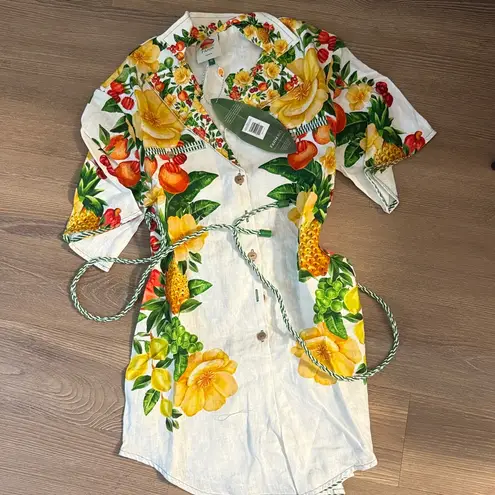 Farm Rio NWT Off-White Picnic Flowers Euroflax™ linen Premium Linen Romper