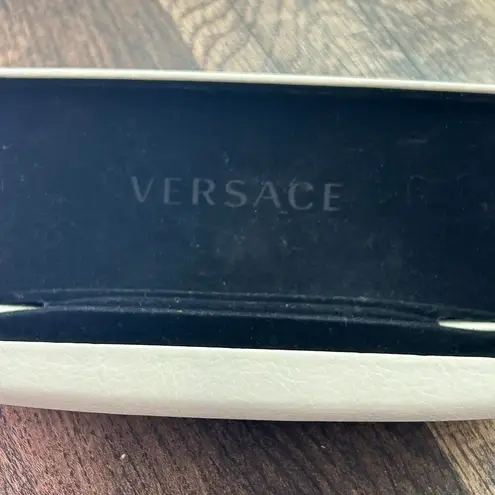 Versace  Glasses Case Leather White Cream Gold Embossed Hard Clamshell - Image 4