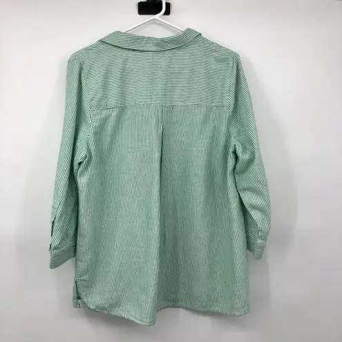 Christopher & Banks Christopher Banks Blouse Womens X Used Green Striped