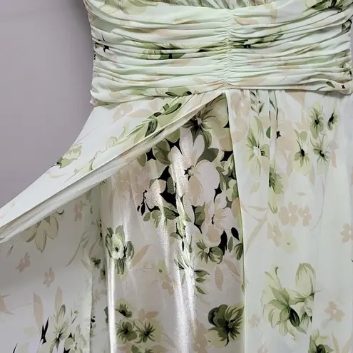 Coldwater Creek tonal green floral chiffon aline midi skirt size 6p