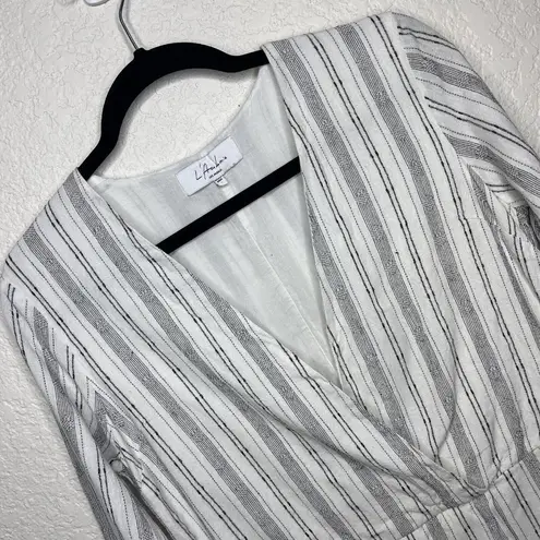 L'Academie  Revolve The Meadow Dress Striped White Gray Long Sleeve  Size S