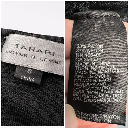 Tahari Striped Knit Tank Top Black White Sleeveless Size 8