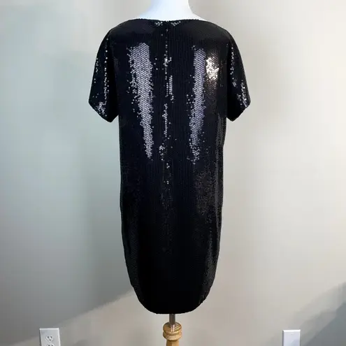 Robert Rodriguez Dress Womens 6 Black Sequin Mini Shift Short Sleeve Cocktail