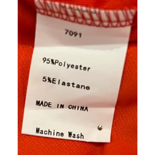 BTFBM Dress Women Size XL Red Midi Long Sleeve Cinch Waist Back Zip Stretch NWT