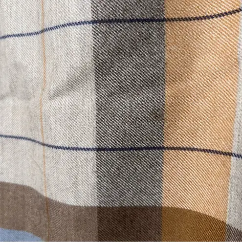 Vintage André Laug for Audrey Plaid Wool Scarf w/ Real Fox Tail Trim