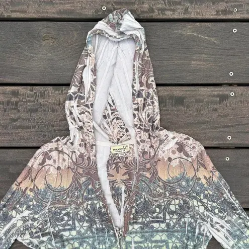 One World Y2K Brown/Green Ribbed Thin Sweatshirt Hoodie Earth Tones