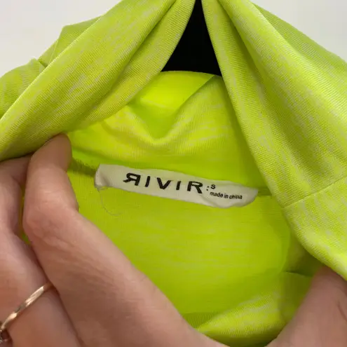 Rivir Women's Neon Green Sleeveless Open Tie Sides High Neck Top Size Small - Image 9