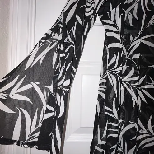 British Home Store Bhs Tropical Print Sheer Mesh Tunic Cover Up Dress Size 14