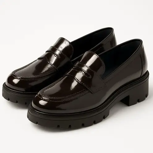 Sincerely Jules Dylan Chunky Penny Loafer Women’s 9M Glossy 90s Platform Shoes Black Size 9