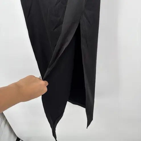 Byer Too California Vintage Black Satin Long Skirt Juniors Size 11 Slit Formal