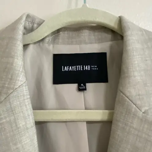 Lafayette 148 New York Virgin Wool Beige Blazer Size 4 Tan