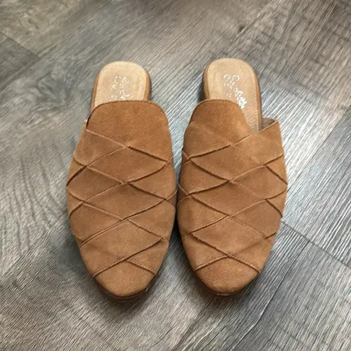 Seychelles Quilted Tan Suede Mules Women’s Size 6.5 Work Casual